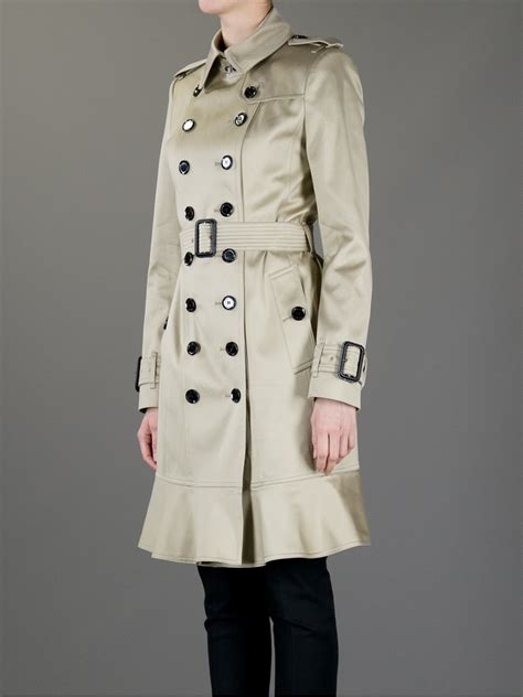 burberry wool trench with frilled hem|Burberry trench coats length.